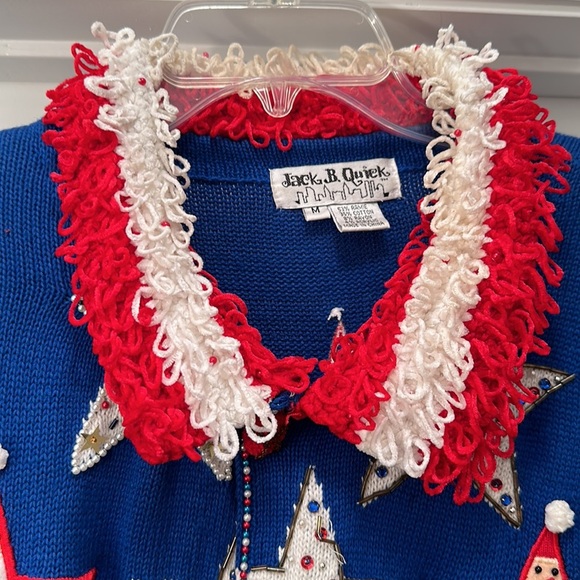 Unique Christmas button up sweater blue/red/white. Size Medium. Patriotic 🇺🇸 - Picture 4 of 7